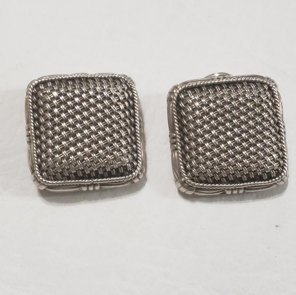 Vintage JOHN HARDY Mesh Square Earrings - Picture 1 of 7